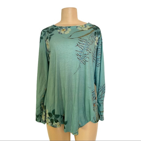 MISSLOOK Floral Scoop Neck Long Sleeve Tee Shirt Blouse - Picture 2 of 4